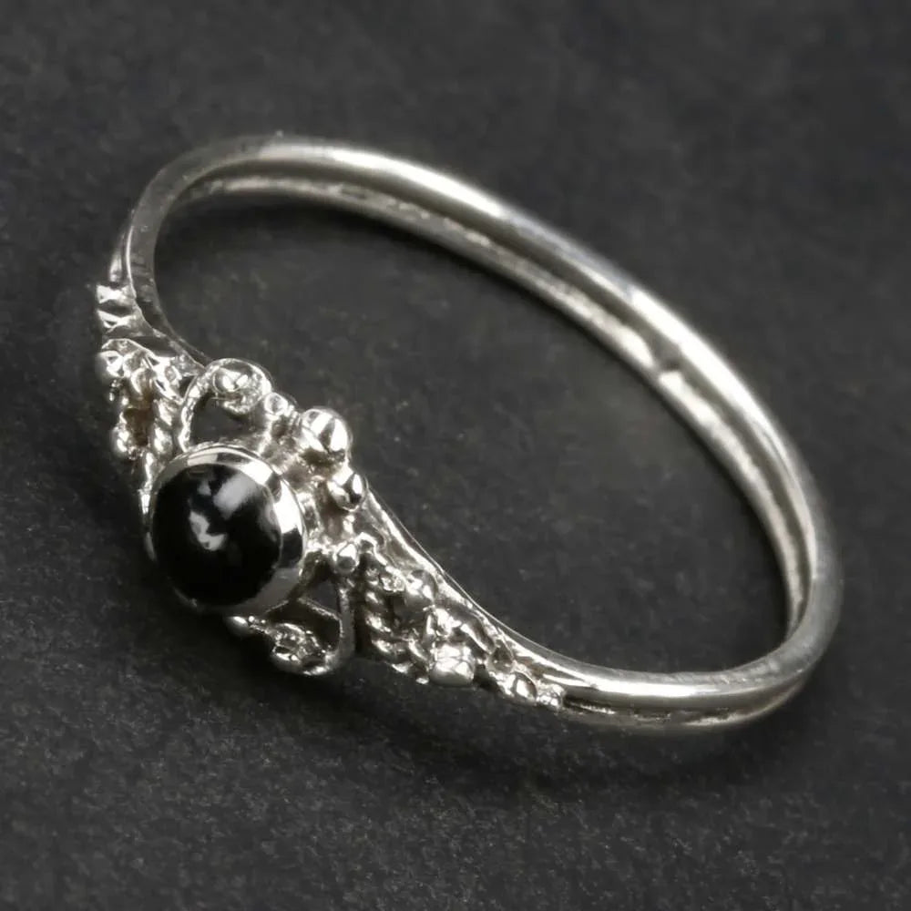 Onyx Silberring Damen Kinder 925 Sterlingsilber Ring zart edel