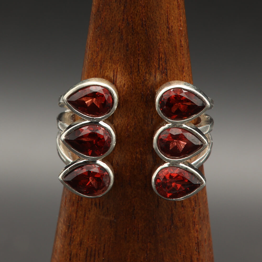 Edler Granatring Silberschmuck Ring Damen offen