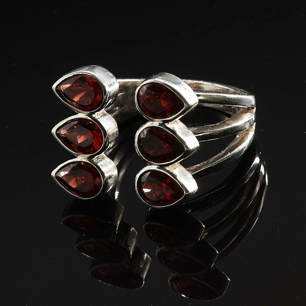 Granat Silberring größenverstellbar Designer Schmuck 925 Silber