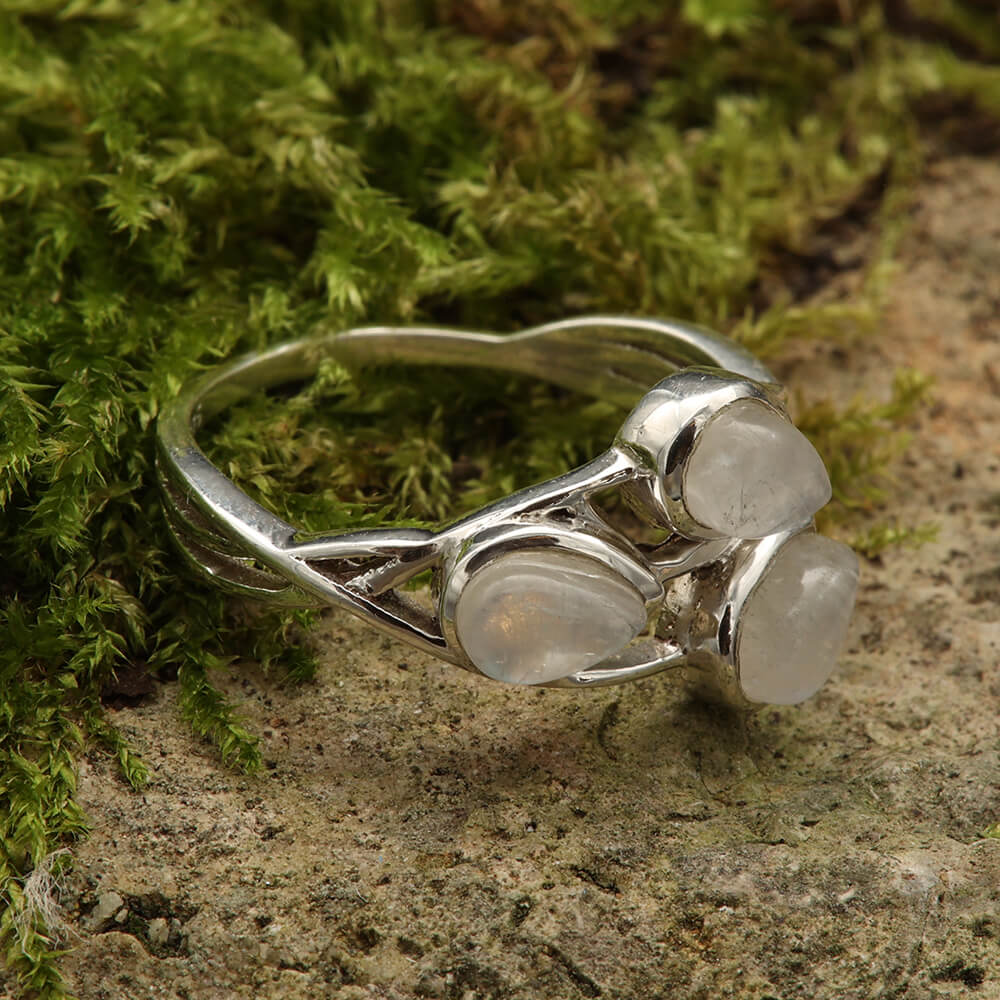 Hochwertiger Ring Sterlingsilber mit echten Edelsteinen Mondstein