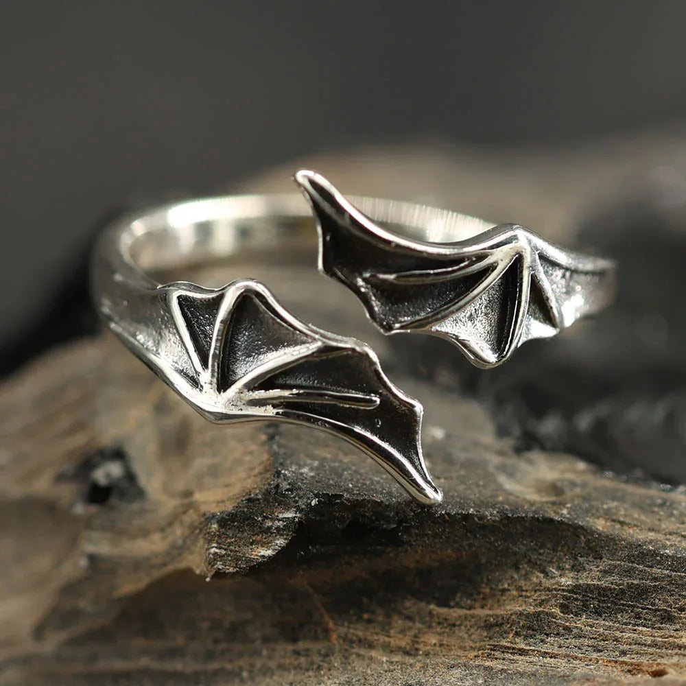 Fledermaus Flügel Ring 925 Silber Gothic Schmuck Frauen Mädchen
