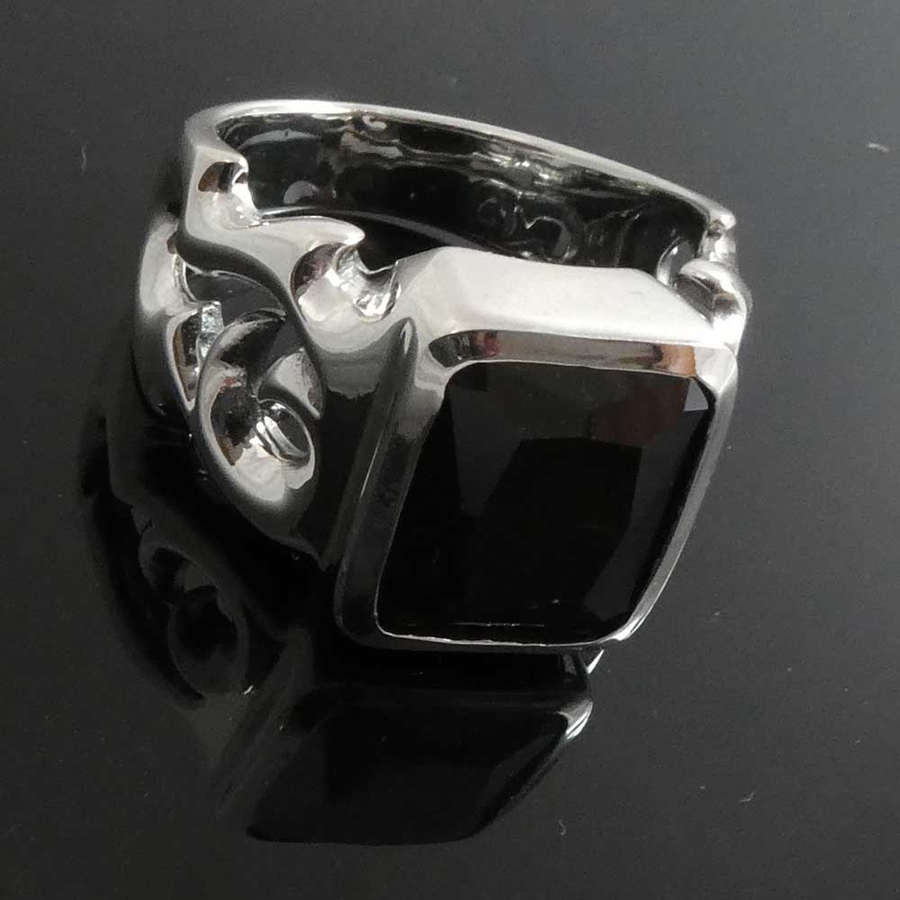 Exklusiver Siegelring schwarzer zirkonia Herren Schmuck Biker Silberschmuck