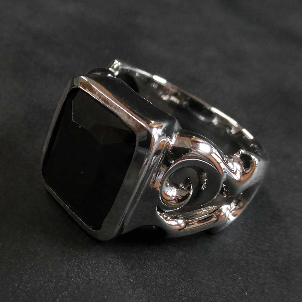 Edler Männer Ring Siegelring 925 Sterlingsilber massiv schwarzer Stein exklusiv Schmuck