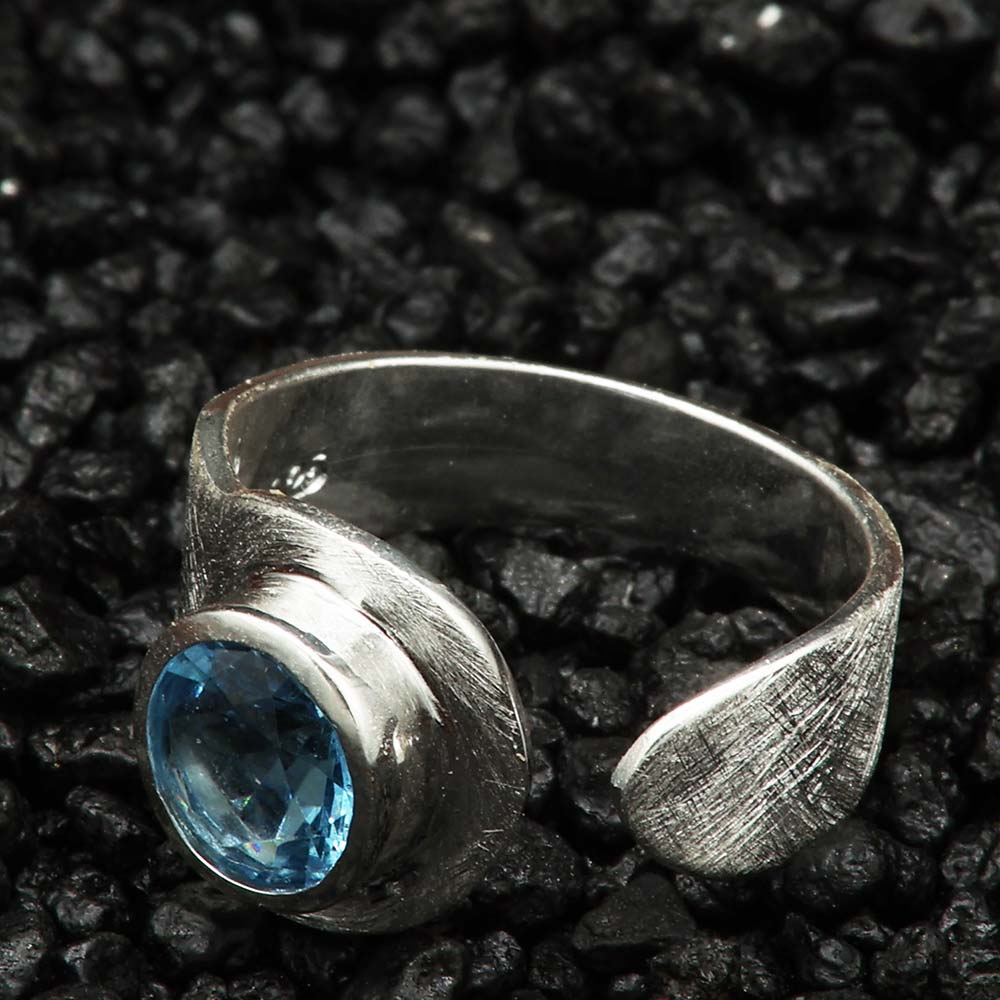 Zirkonia Designer Ring Sterlingsilber Mattiert