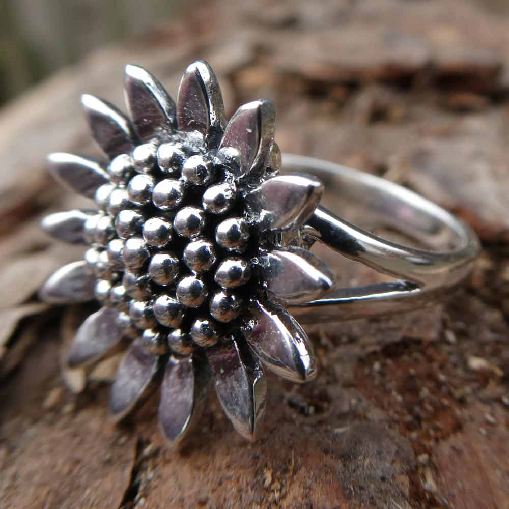 Silberring Somnnenblume