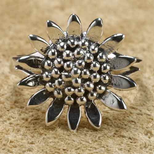 Giftring Sonnenblume Silberring mit Fach Damen 925 Silber