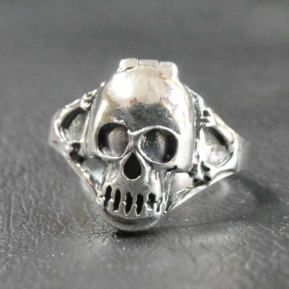 Totenkopf Giftring 925 Silber Gothic Schmuck Damen Herren