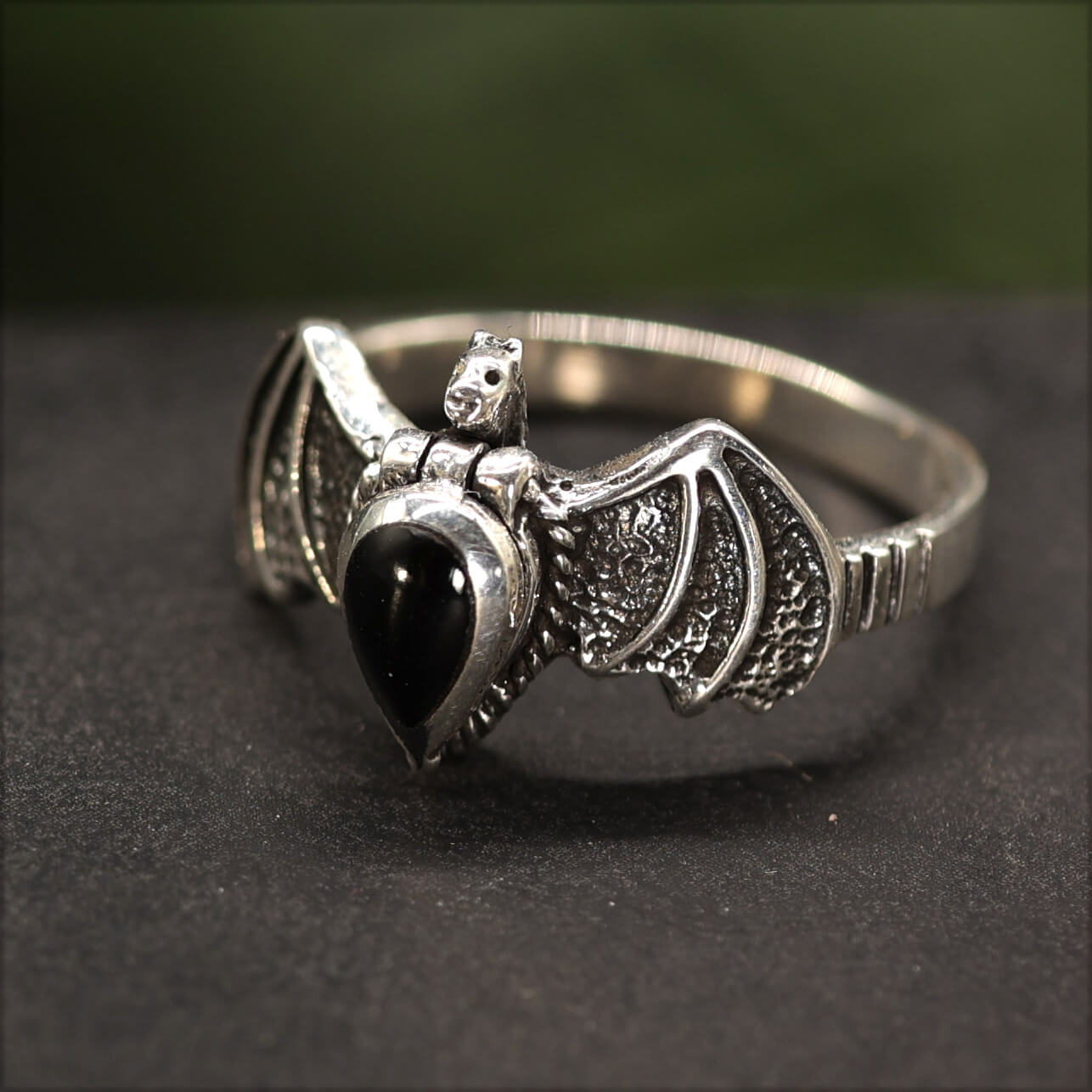 Poison ring, bat ring with compartment, 925 silver jewelry