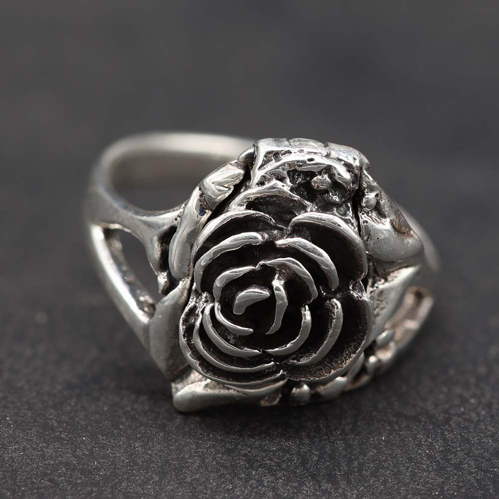 Gothicschmuck Rosenring aus edlem Sterlingsilber Damen ausgefallener Silberring