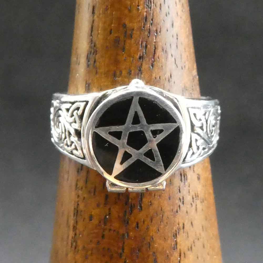 Pentagramm 925 Silber Giftring Damen Herren Gothic Schmuck