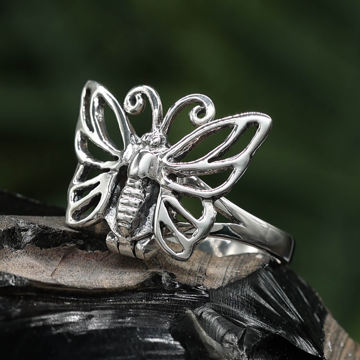 Schmetterling Damenring Silber Schmuck Ring Herren Giftring mit Fach