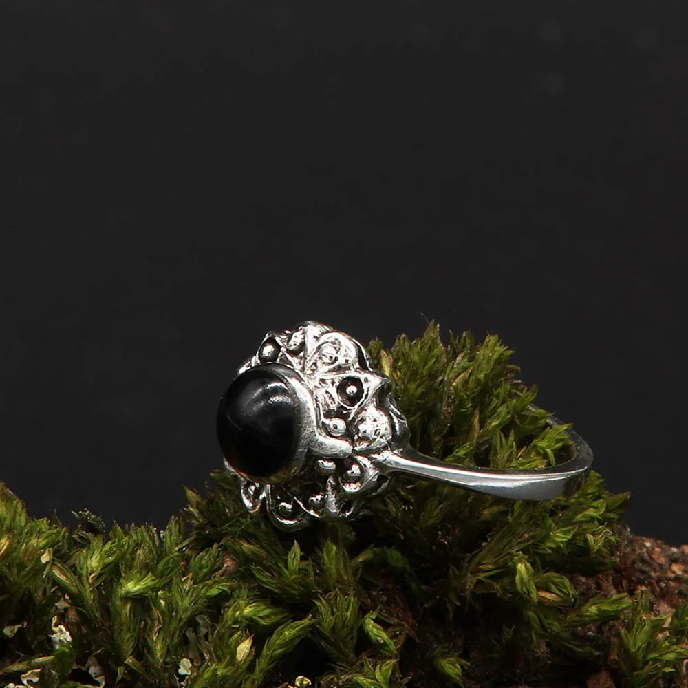 Onyx Ring 925 Silber Giftring Kinder Damen ausgefallener Schmuck