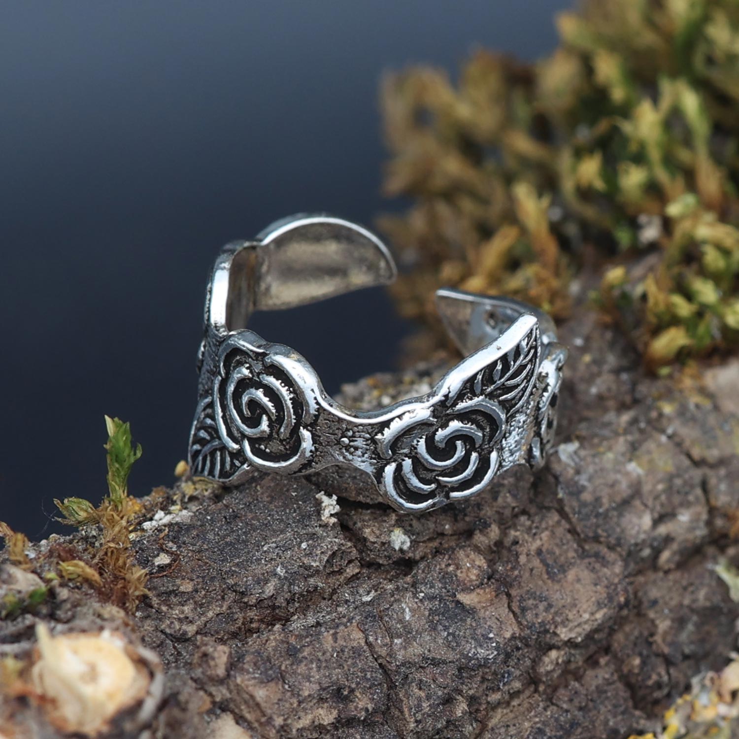 Rosen Zehenring Blumen 925 Silber Schmuck