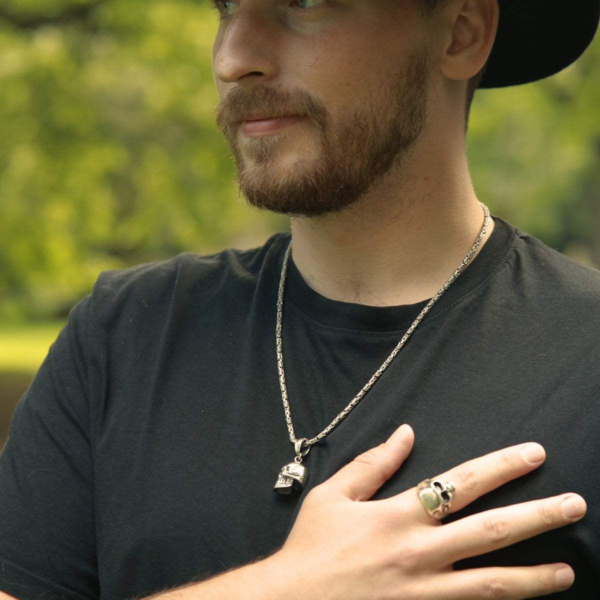 Silberschmuck Königskette Halskette Totenkopf Anhänger