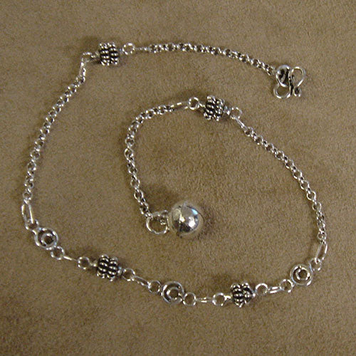 ausgefallenes Fußkettchen Silber massiv