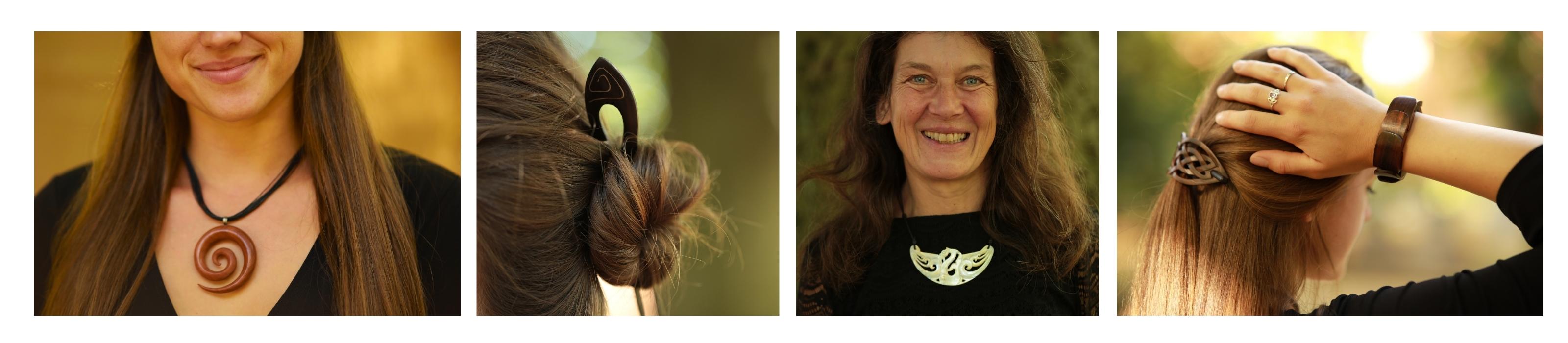 Holz Schmuck Handarbeit Kettenanhänger Kette Haarschmuck