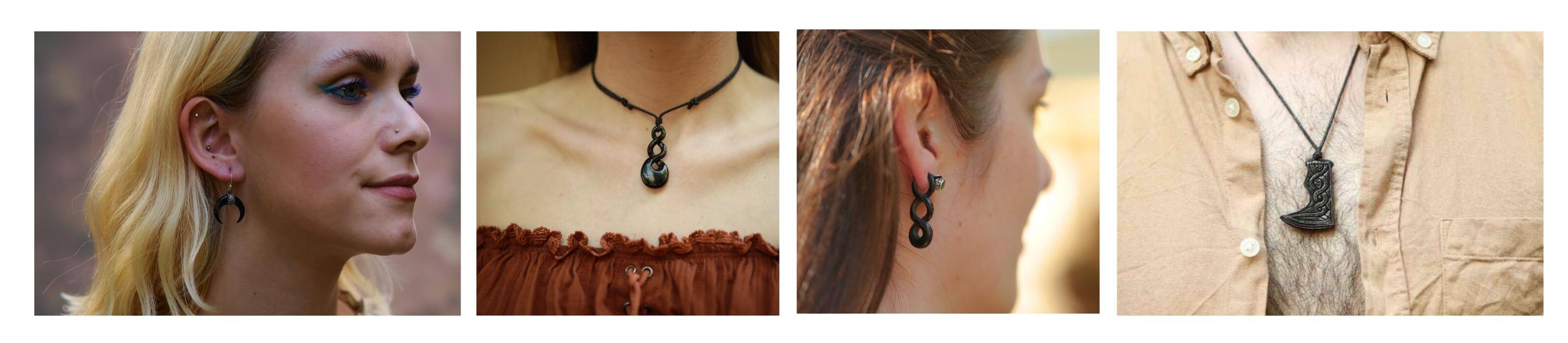 Horn Schmuck Kettenanhänger Handarbeit Kette Wikinger Damen und Herren Schmuck