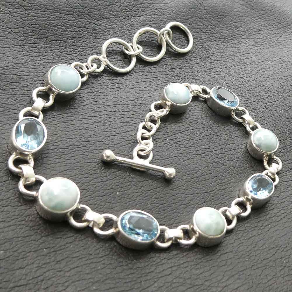 Larimar Blauer Topas Stein Armschmuck edel ausgefallen