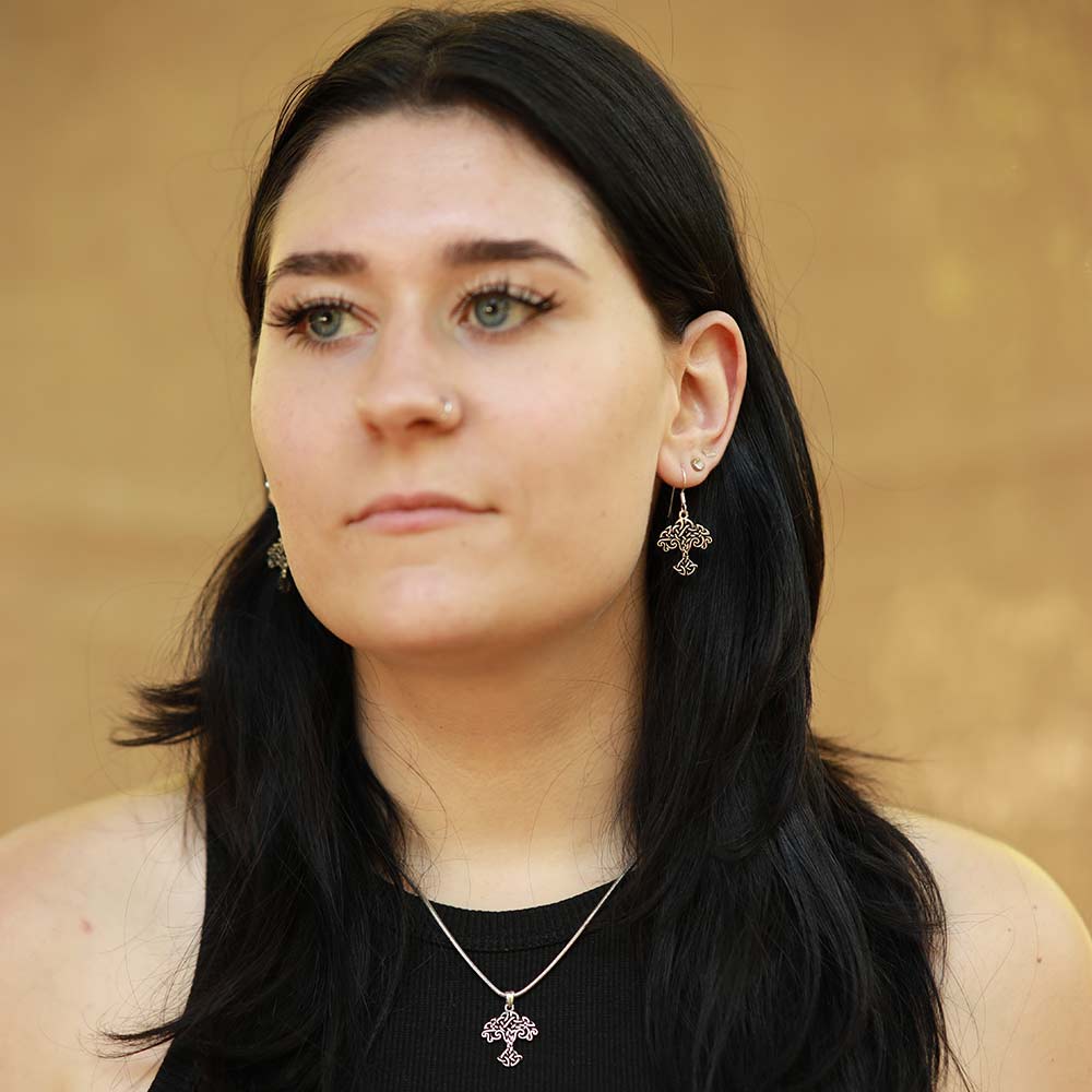 Lebensbaum Ohrschmuck mit passendem Anhänger 925 Silber Kelten Schmuck