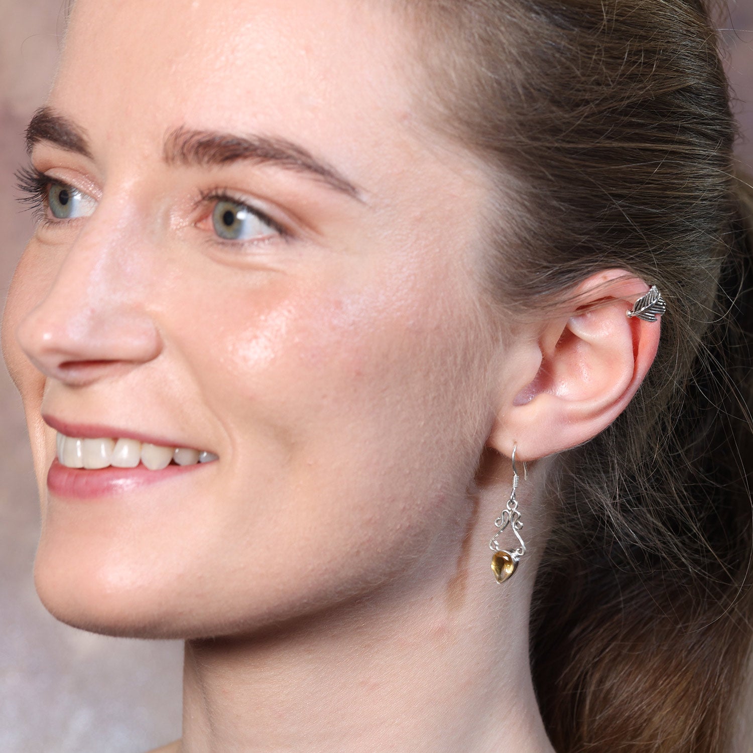 Silber Ohrschmuck Citrn mit Ohrklemme Blatt