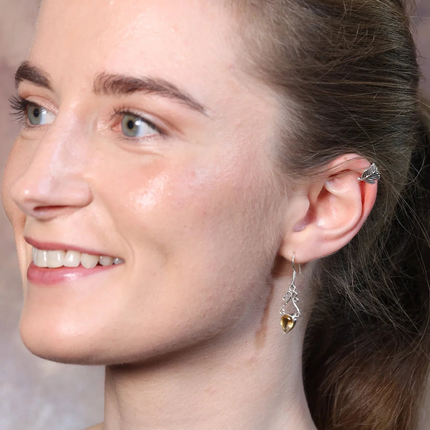 Silber Ohrschmuck Citrn mit Ohrklemme Blatt