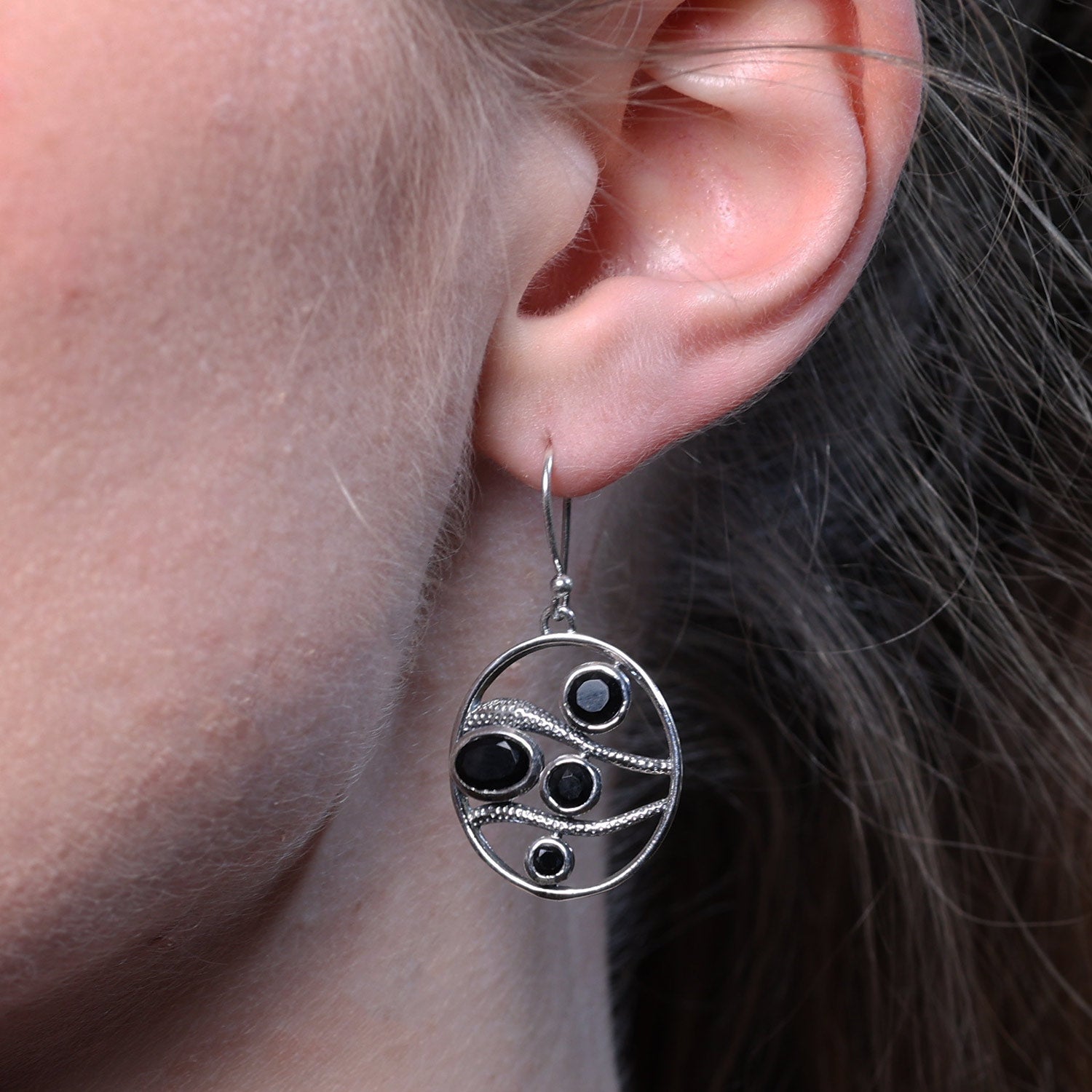 Onyx Ohrhänger 925 Silber edle Ohrringe mit schwarzem Onyx