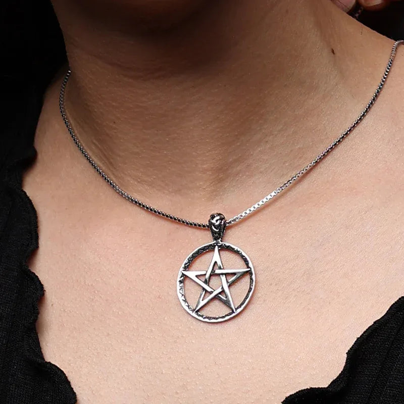 Pentagramm Anhänger Silber Kette Halskette Schmuck