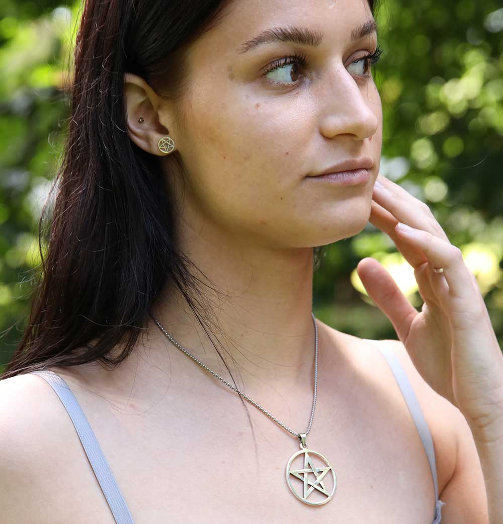 Pentagramm Schmuck Anhänger groß massiv 925 Silber Gothicschmuck