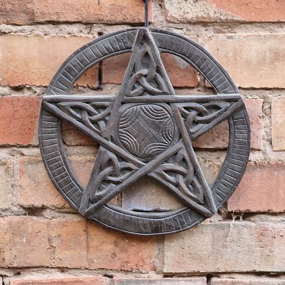 Pentagramm Schnitzerei Holz - Wanddeko Gothic