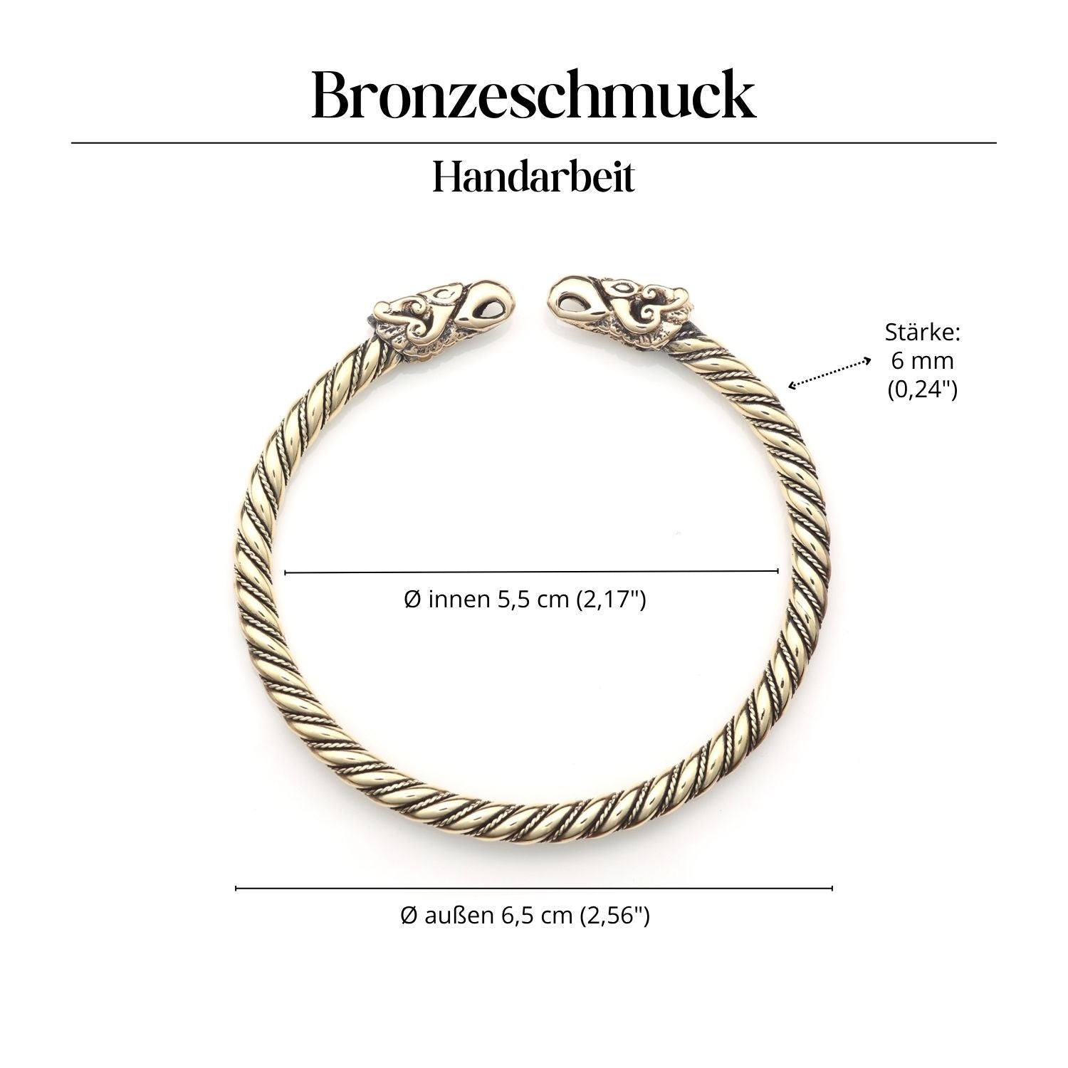 Wikinger Armreif Bronze Raben Armschmuck 5,5 cm innen