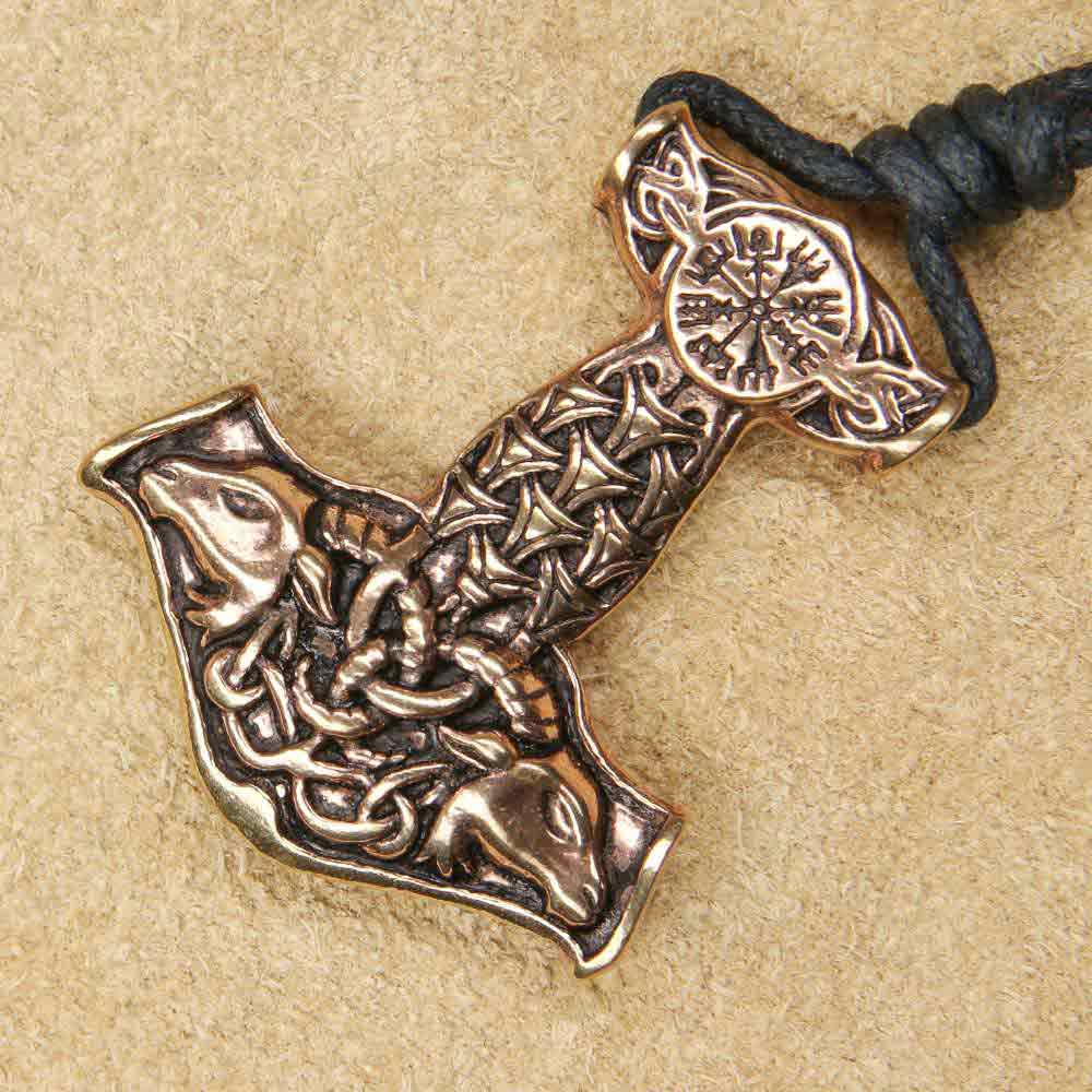 Thorshammer Halskette goldfarben Anhänger Schmuck Symbolik 