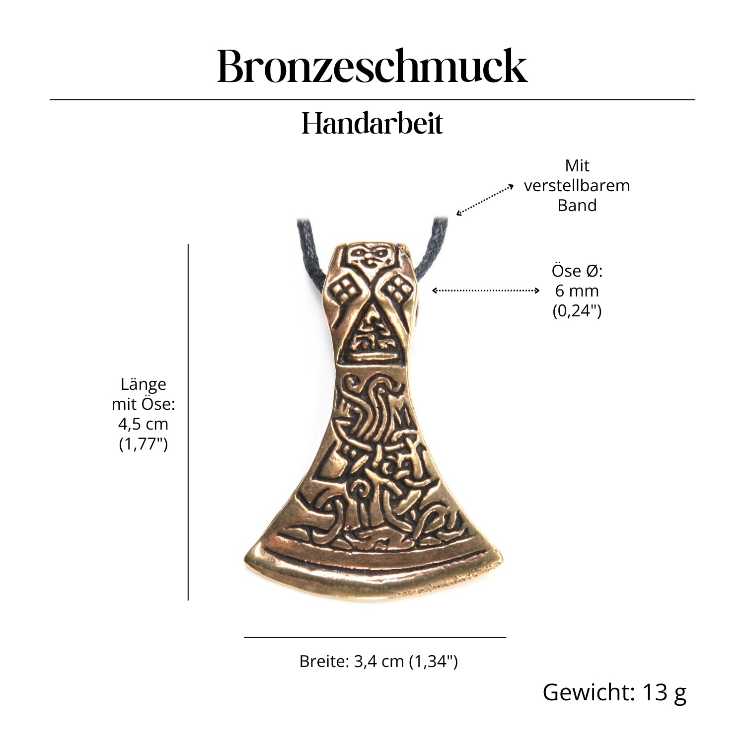 Mammenaxt Halskette goldfarben Anhänger Schmuck Symbolik 