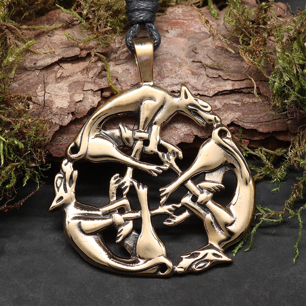 Hunde keltisch Anhänger hochwertige Bronzen Halskette Geschenk Mittelalter Fashion Festival