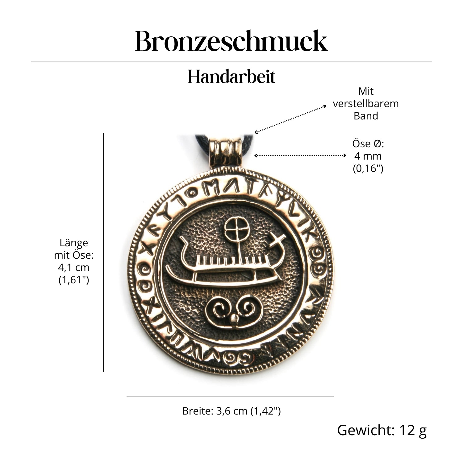 Wikingerboot Halskette goldfarben Anhänger Schmuck Symbolik 