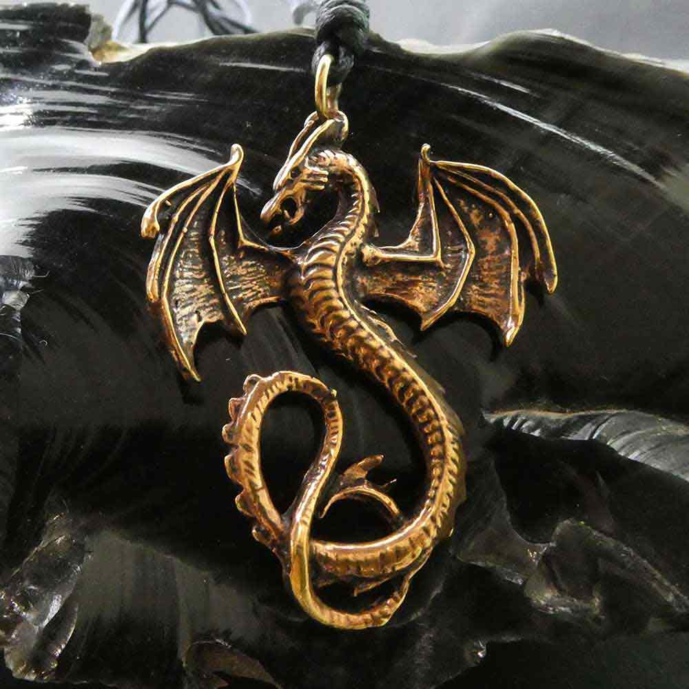 Drache Schmuck Bronze Kette Fantasy Drachenschmuck 