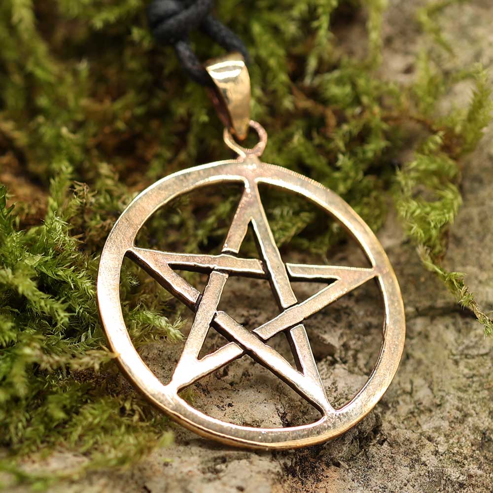 Pentagramm Anhänger Schmuck Bronze Wicca Kettenanhänger gold