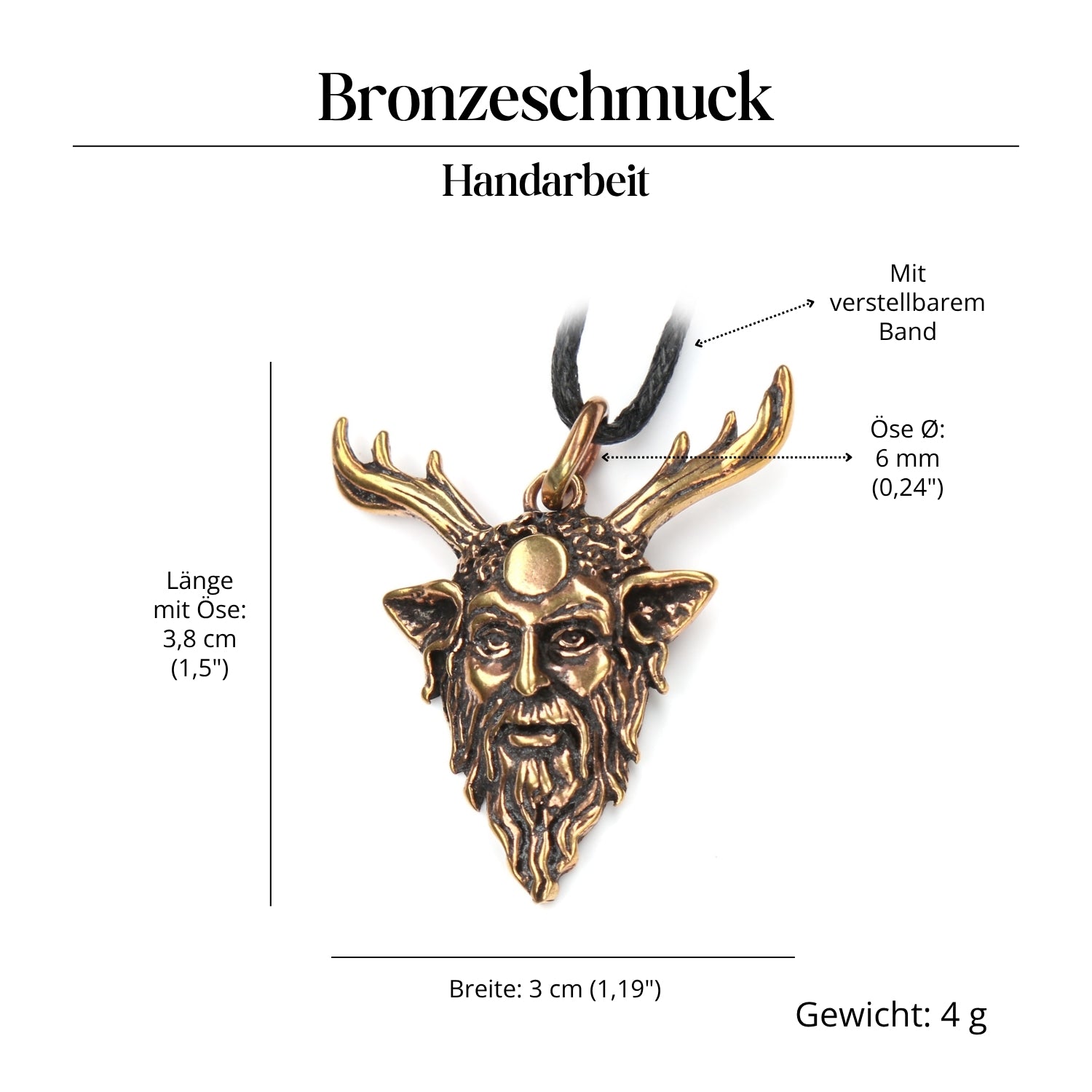 Cernunnos Bronze Schmuck Anhänger Gott der Wälder Kettenanhänger Halskette