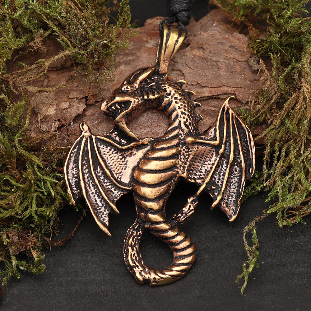 Drache Anhänger Halskette Schmuckanhänger aus Bronze