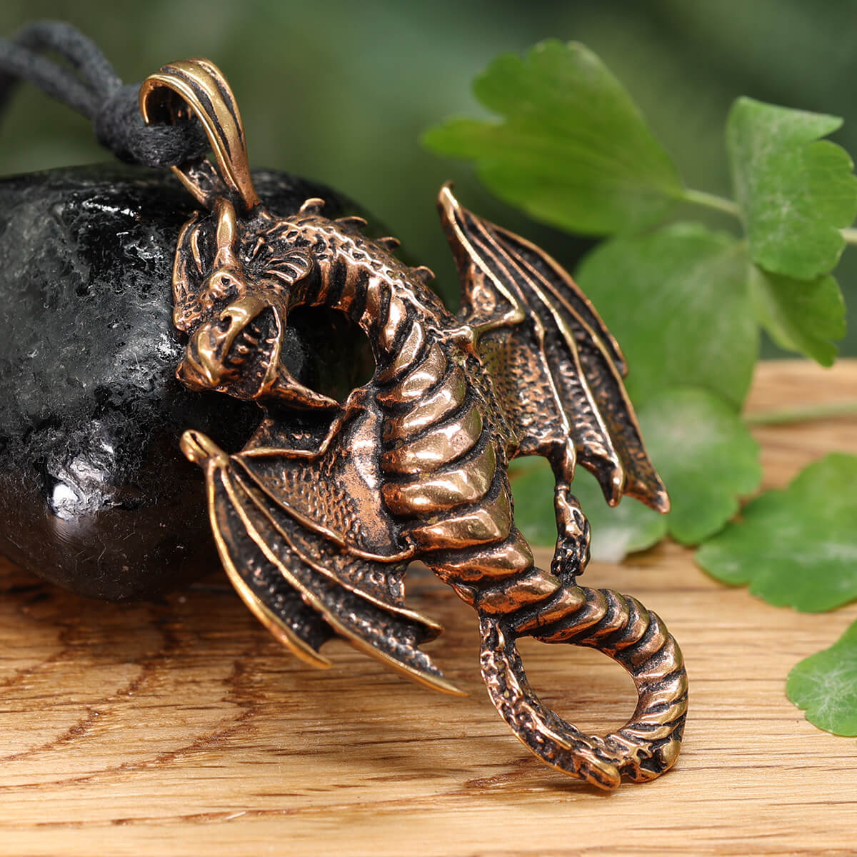 Drachen Halskette Bronze Anhänger Handarbeit