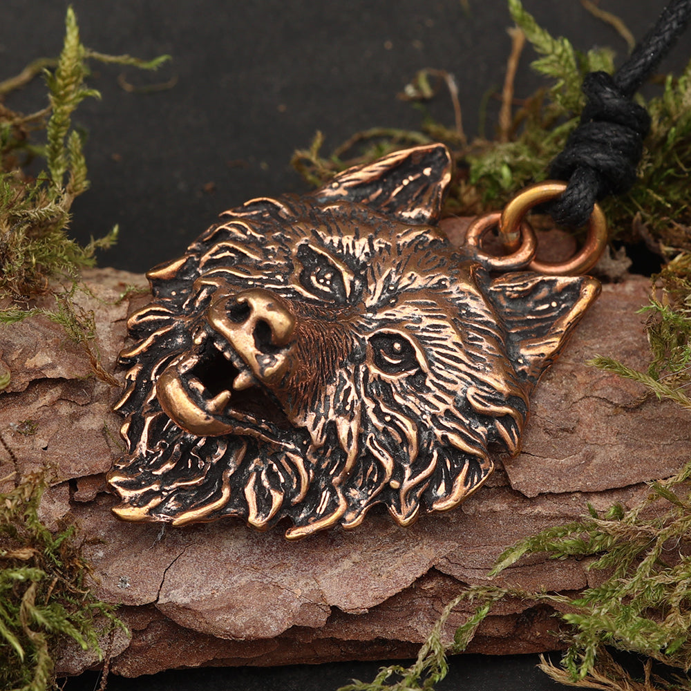 Wolf Anhänger Halskette Schmuckanhänger aus Bronze