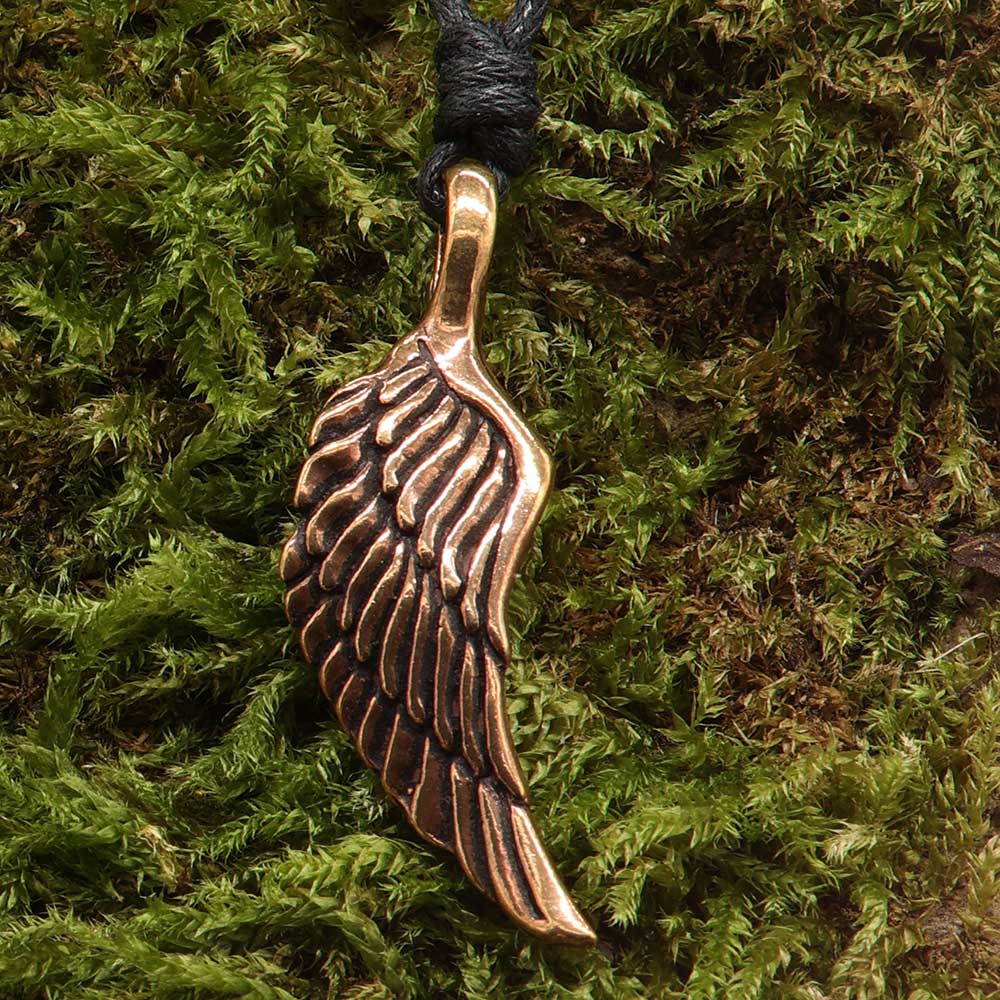 Engelsflügel Anhänger Kette Bronze Mittelalter Schmuck