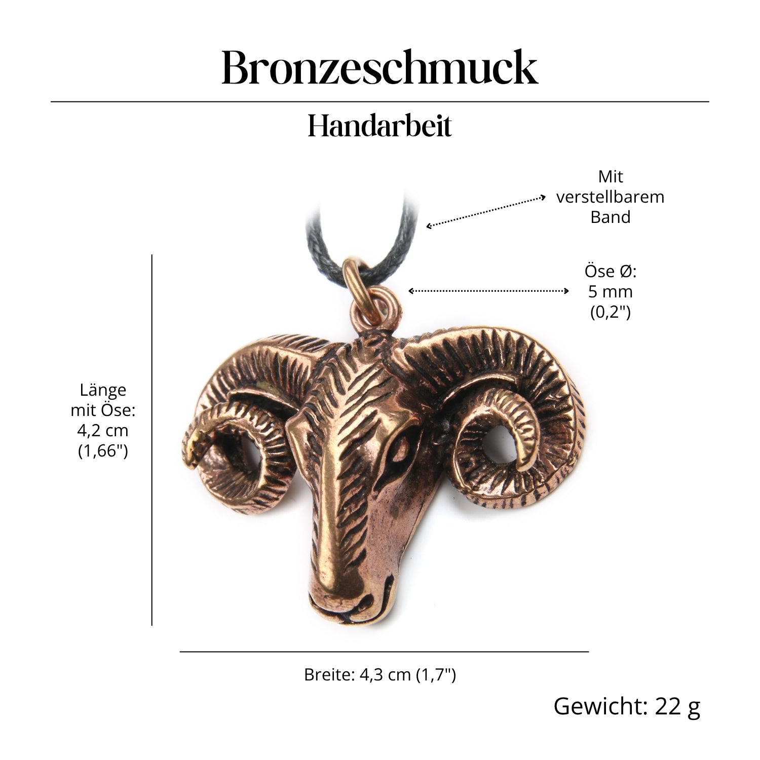 Widder  Amulett Schmuck Halskette Bronze