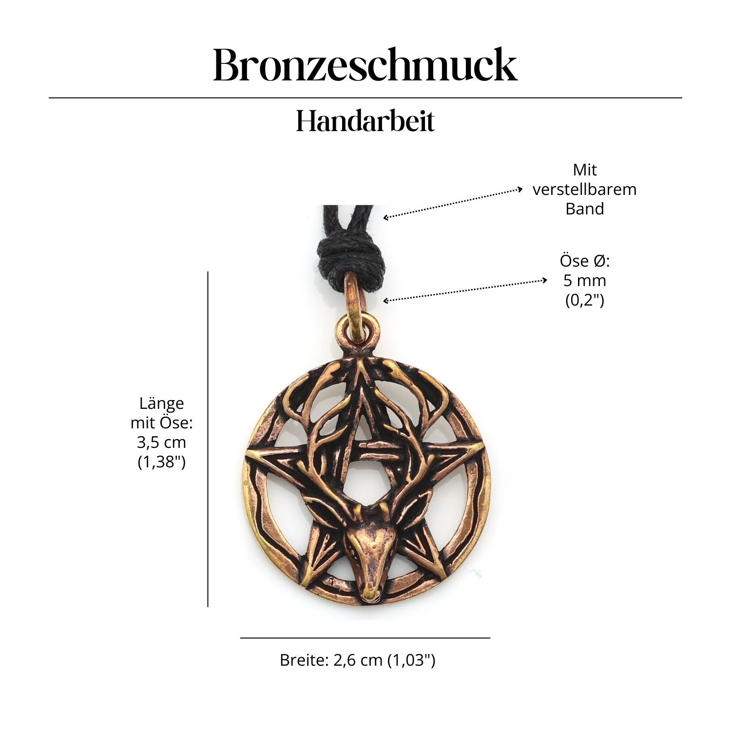 Pentagramm Halskette Schmuck Anhänger Bronze Amulett