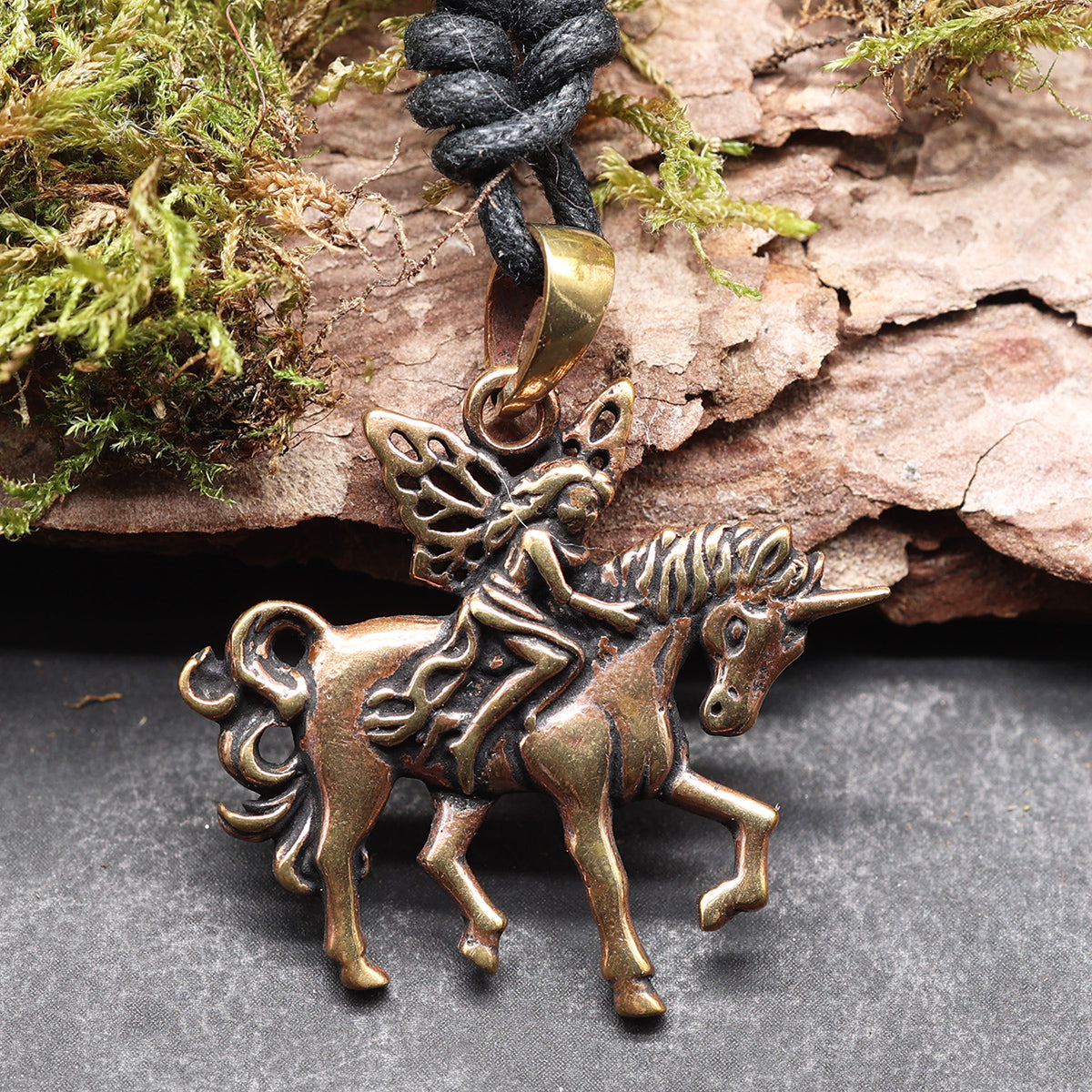 Bronze jewelry elf unicorn pendant