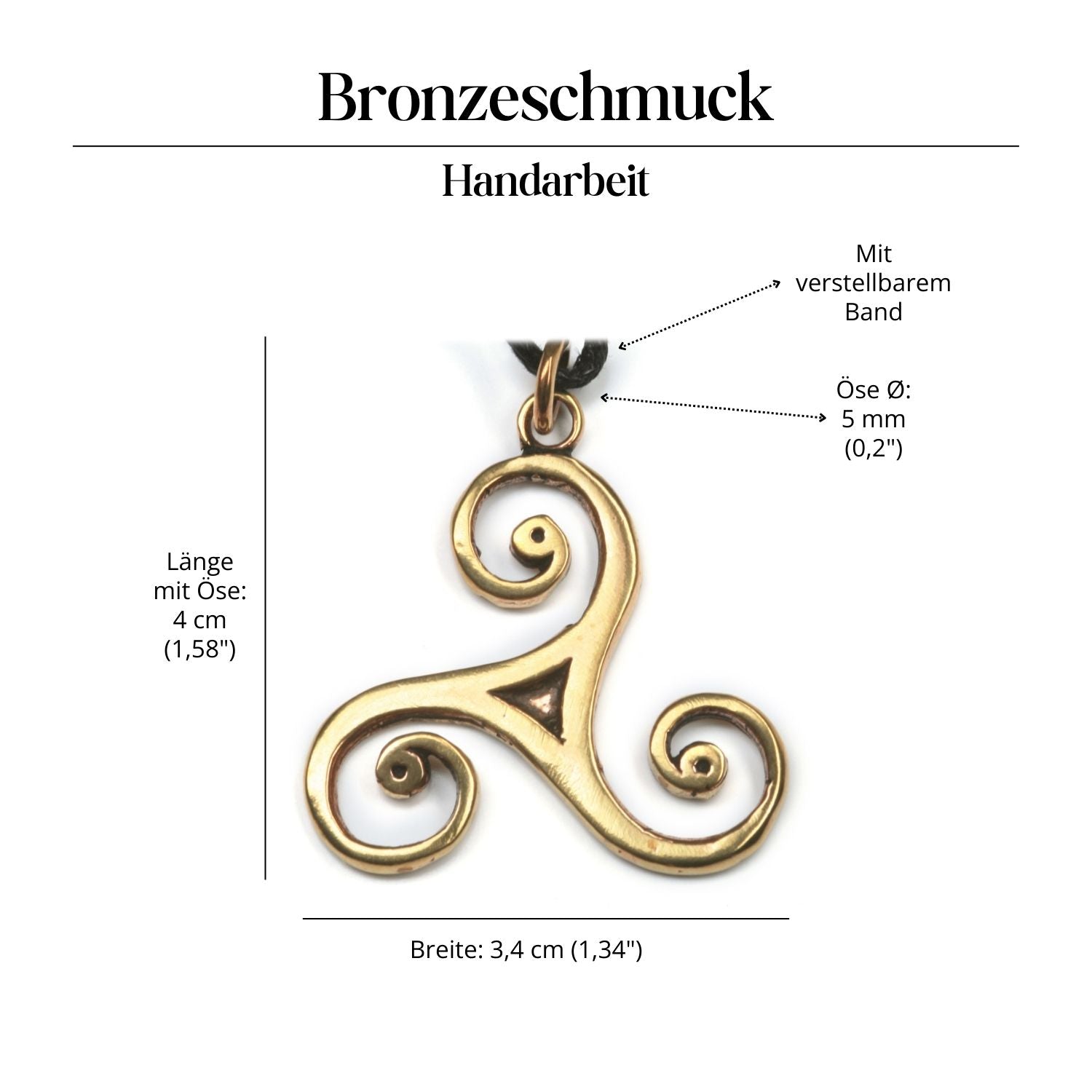 Triskele Halskette Schmuck Anhänger Bronze Amulett