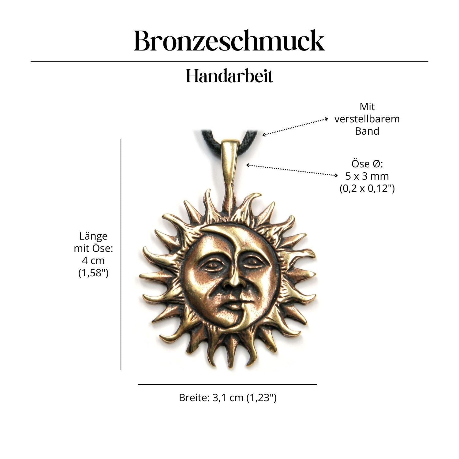 Sonnenmond Finsternis Halskette Schmuck Anhänger Bronze Amulett