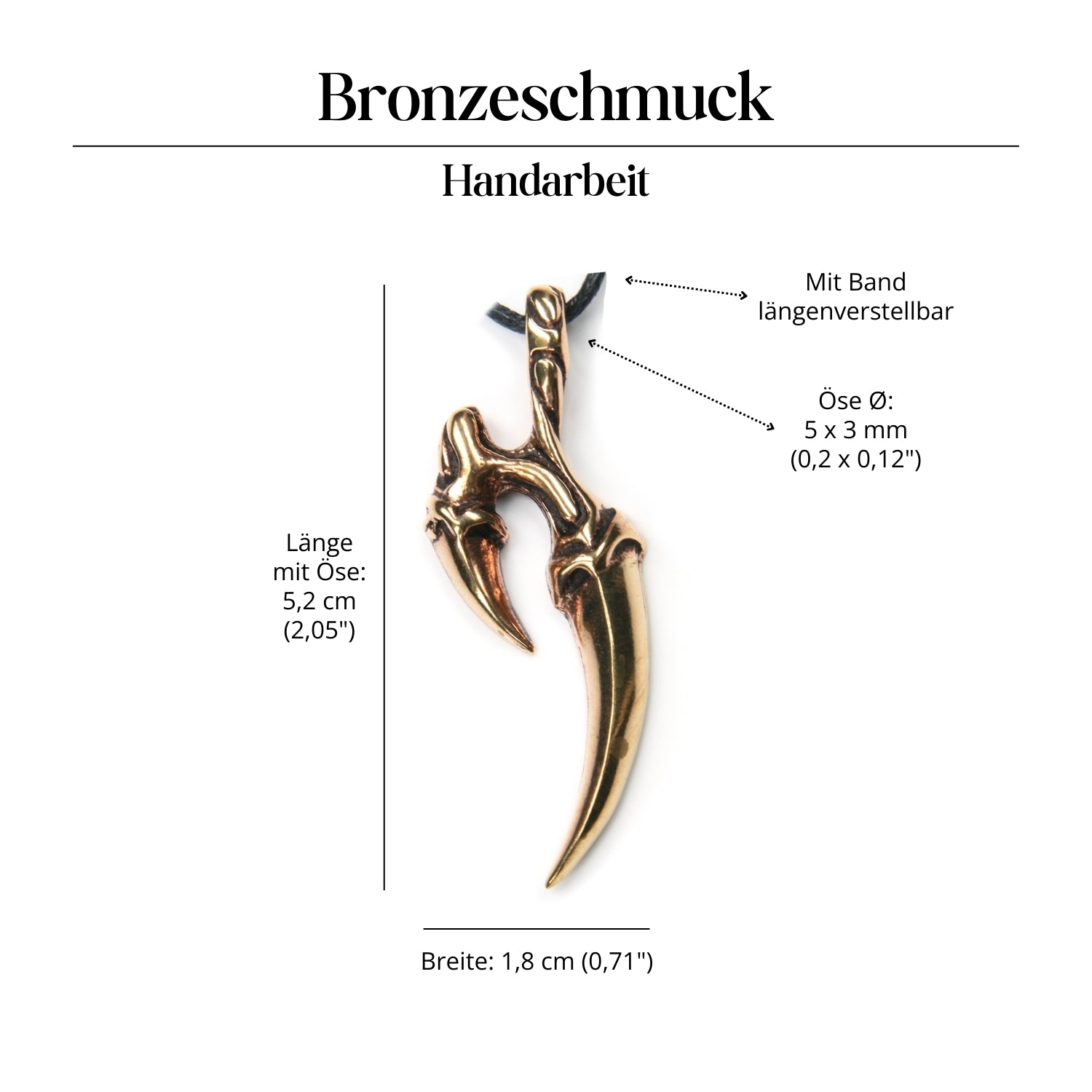 Klaue Halskette Schmuck Anhänger Bronze Amulett