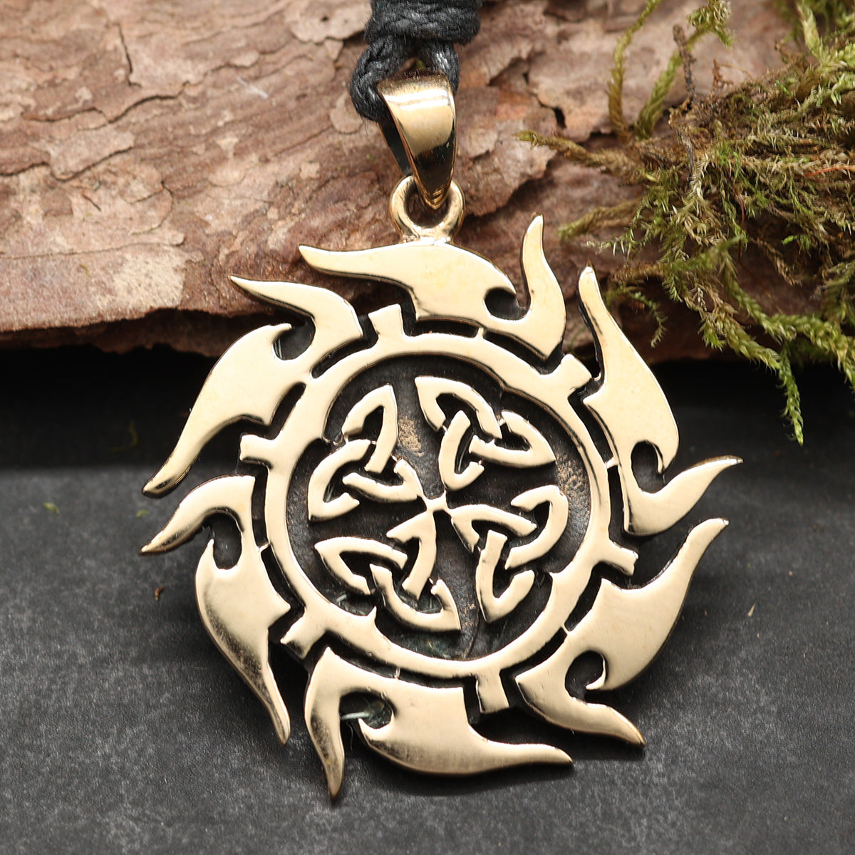 Sonne Anhänger Schmuck Bronze Halskette Handarbeit