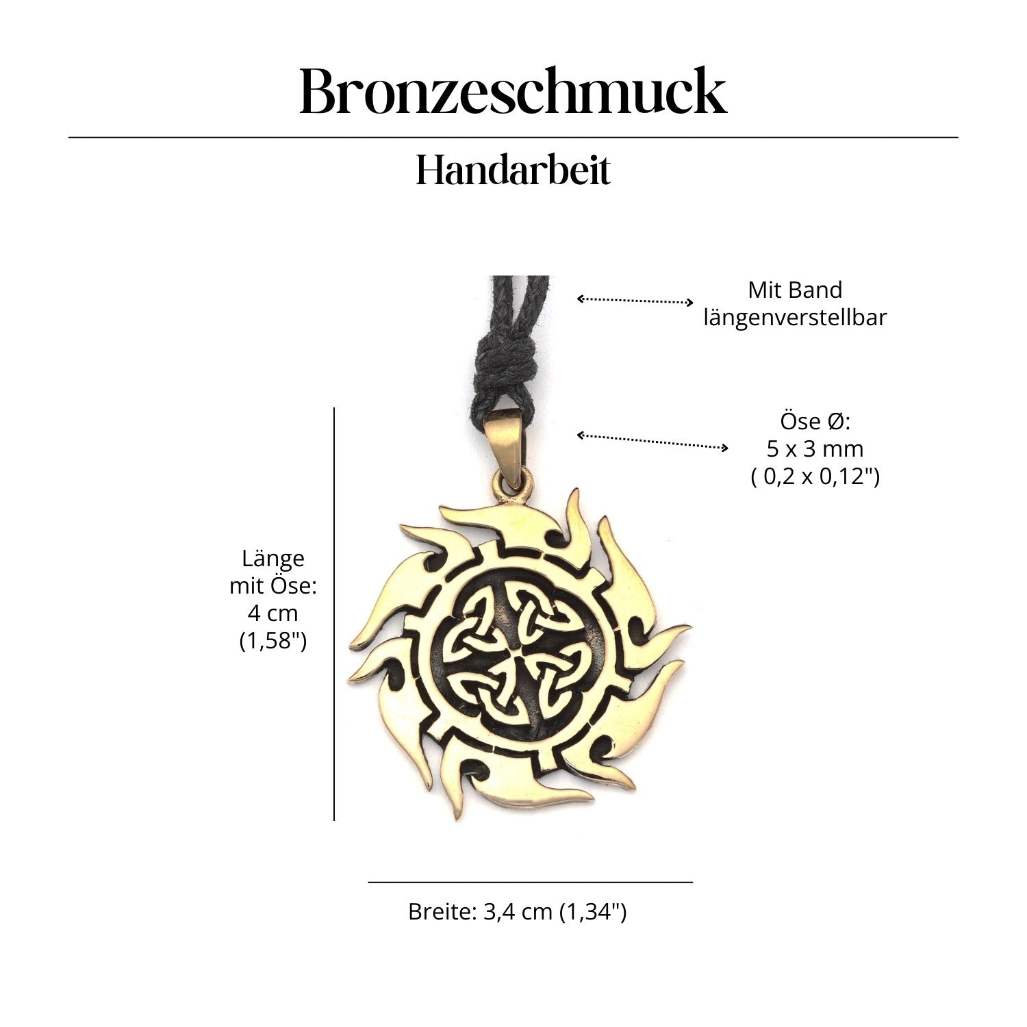 Keltische Sonne Halskette Bronze Amulett