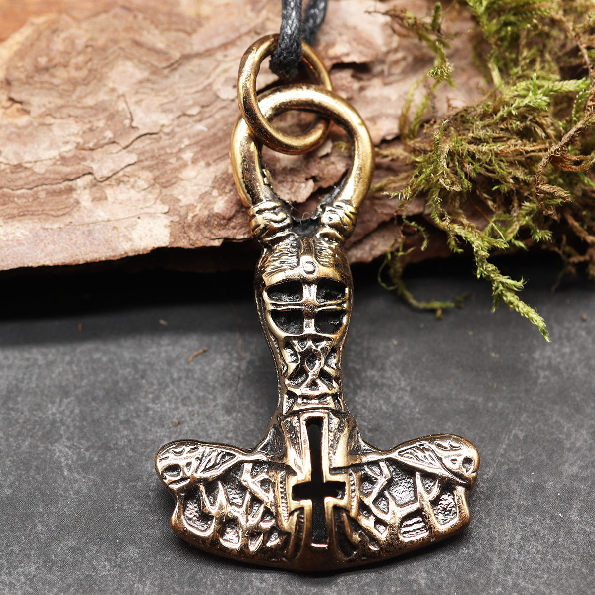 Thorshammer Anhänger Schmuck Bronze Halskette Handarbeit